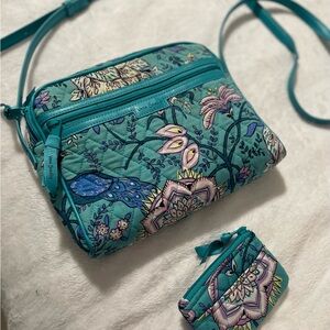 Vera Bradley Blue Crossbody Bag with Elegant Floral Design
